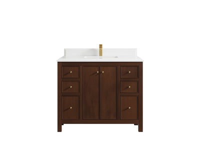 Chicago Teak 42 in. W x 22 in. D Single Sink Bathroom Vanity - Willow Bath and Vanity