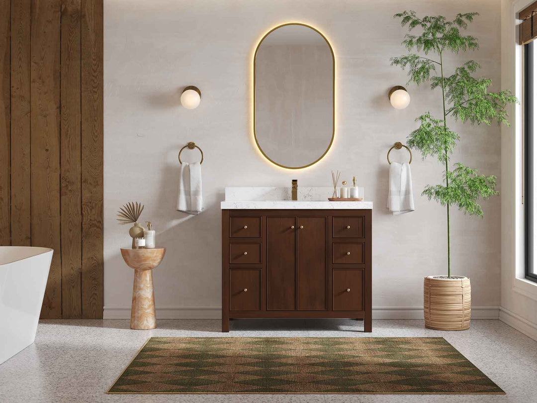 Chicago Teak 42 in. W x 22 in. D Single Sink Bathroom Vanity - Willow Bath and Vanity