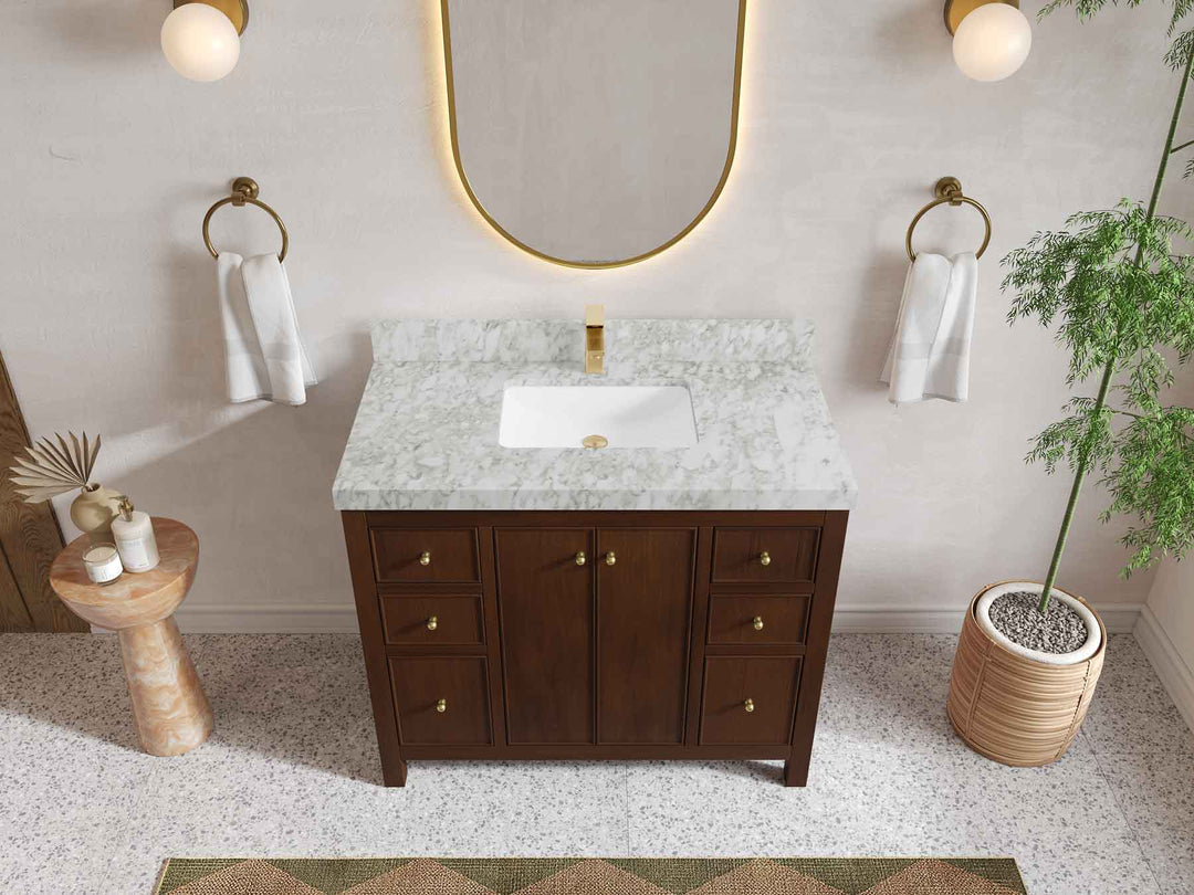 Chicago Teak 42 in. W x 22 in. D Single Sink Bathroom Vanity - Willow Bath and Vanity