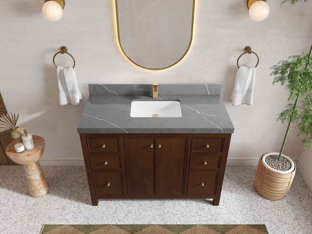 Chicago Teak 48 in. W x 22 in. D Single Sink Bathroom Vanity - Willow Bath and Vanity