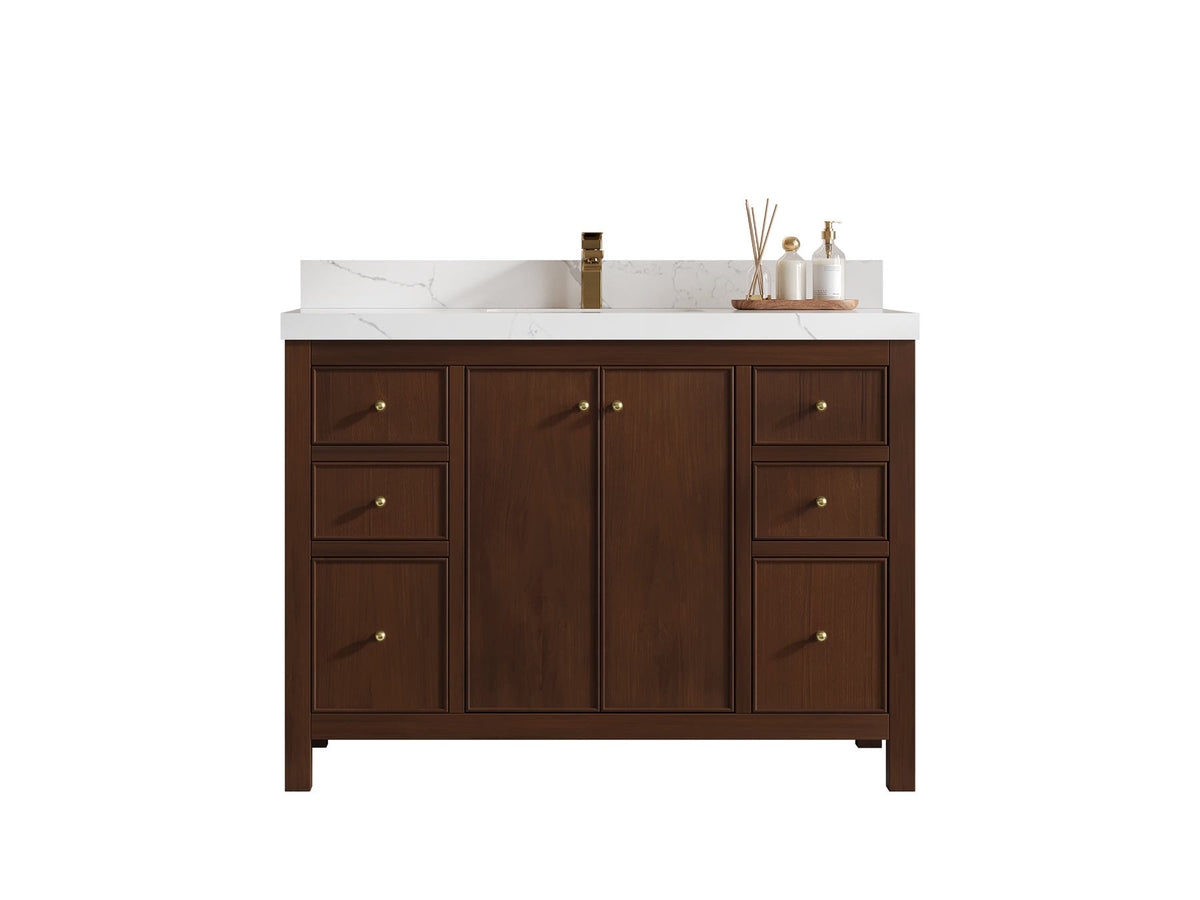 Chicago Teak 48 in. W x 22 in. D Single Sink Bathroom Vanity - Willow Bath and Vanity