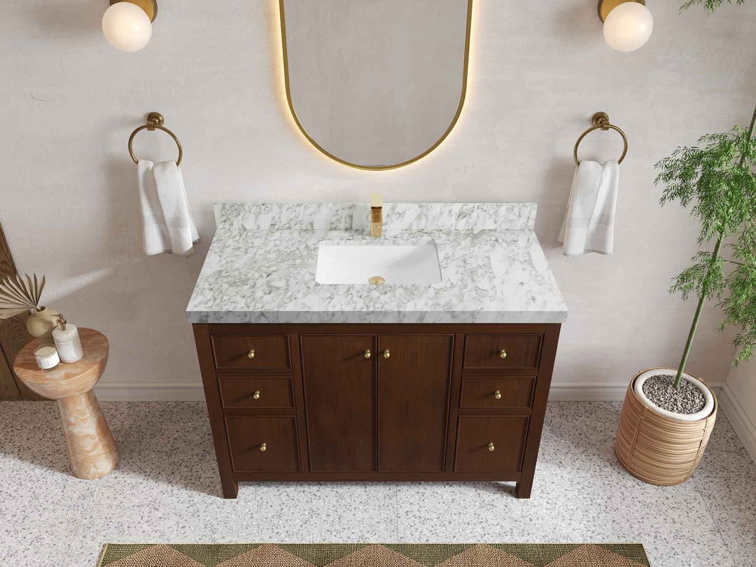 Chicago Teak 48 in. W x 22 in. D Single Sink Bathroom Vanity - Willow Bath and Vanity