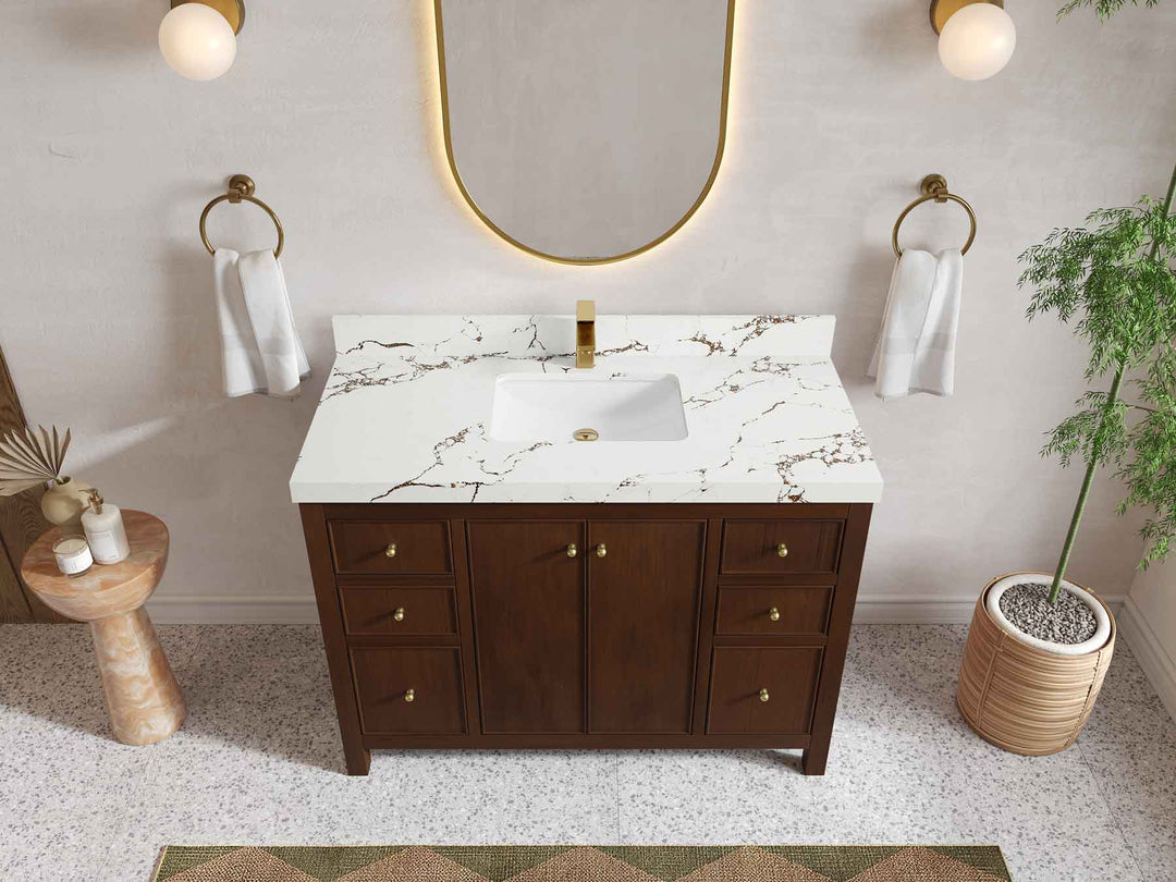 Chicago Teak 48 in. W x 22 in. D Single Sink Bathroom Vanity - Willow Bath and Vanity