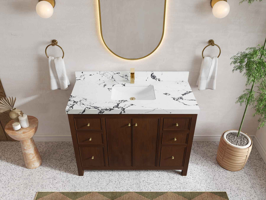 Chicago Teak 48 in. W x 22 in. D Single Sink Bathroom Vanity - Willow Bath and Vanity