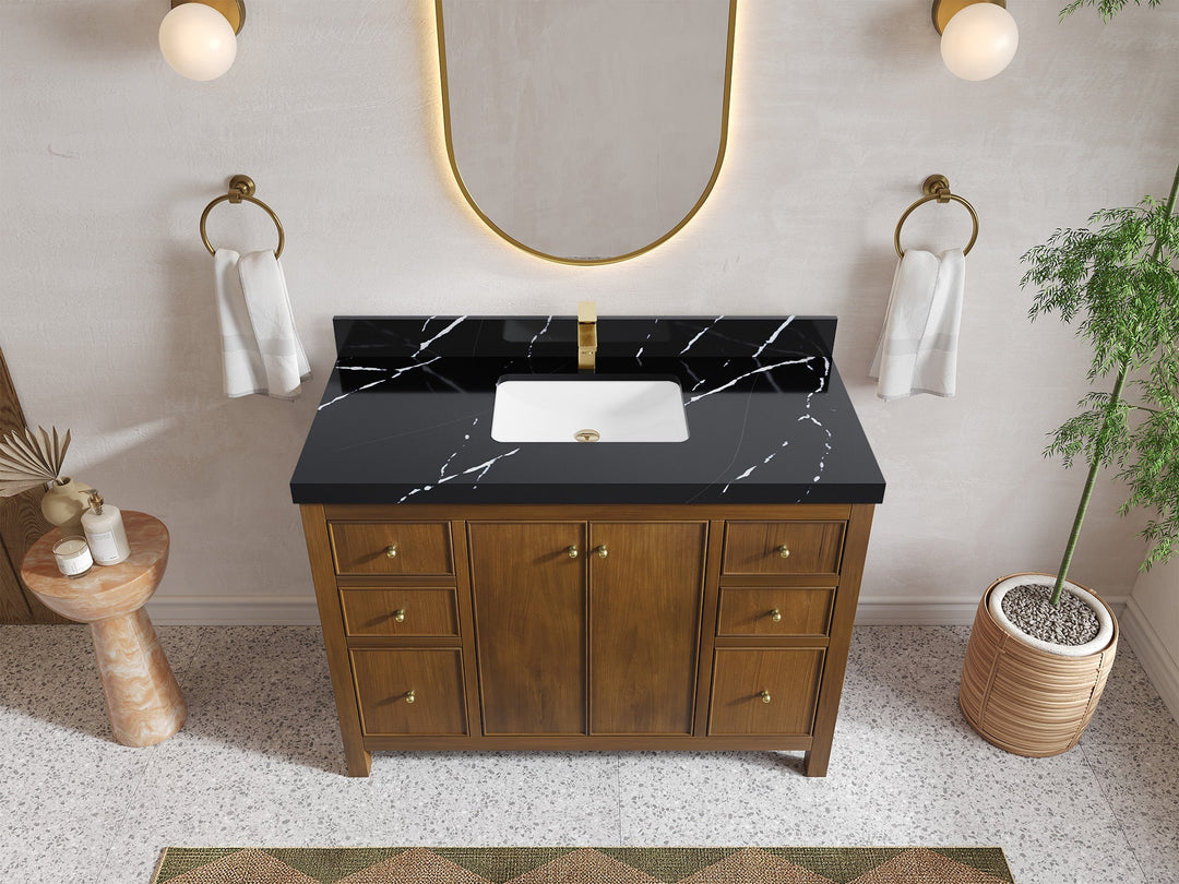 Chicago Teak 48 in. W x 22 in. D Single Sink Bathroom Vanity - Willow Bath and Vanity