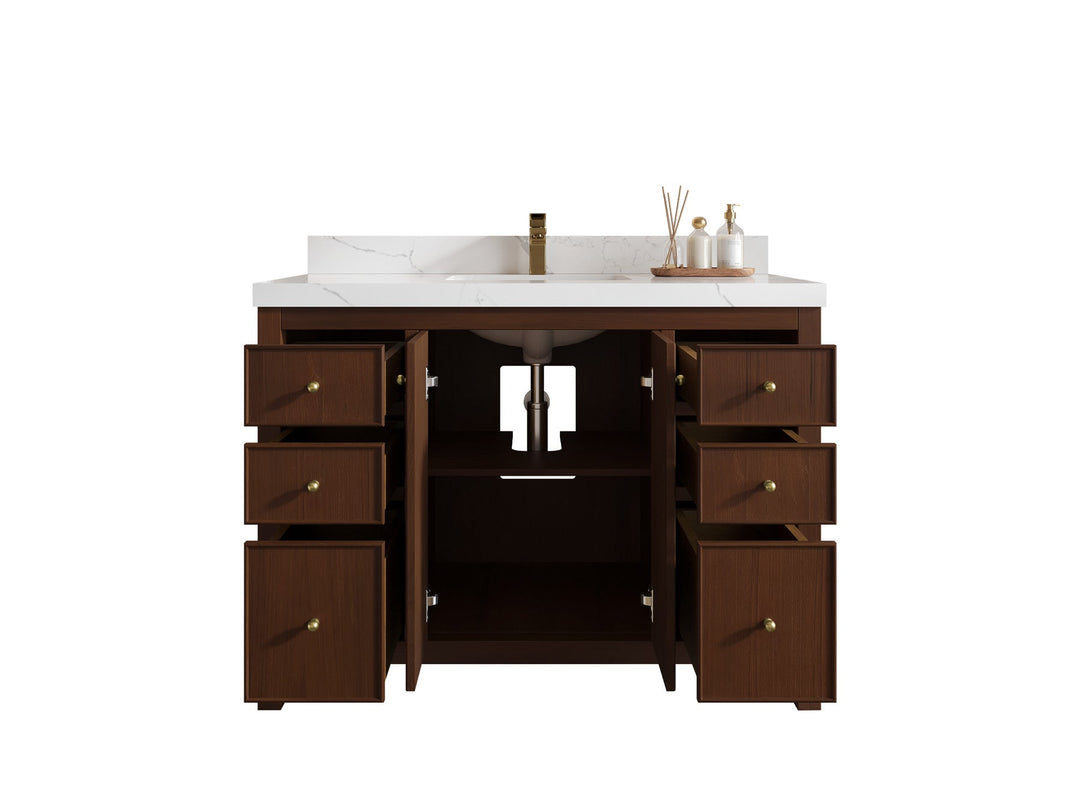 Chicago Teak 48 in. W x 22 in. D Single Sink Bathroom Vanity - Willow Bath and Vanity