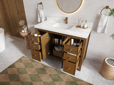 Chicago Teak 48 in. W x 22 in. D Single Sink Bathroom Vanity - Willow Bath and Vanity