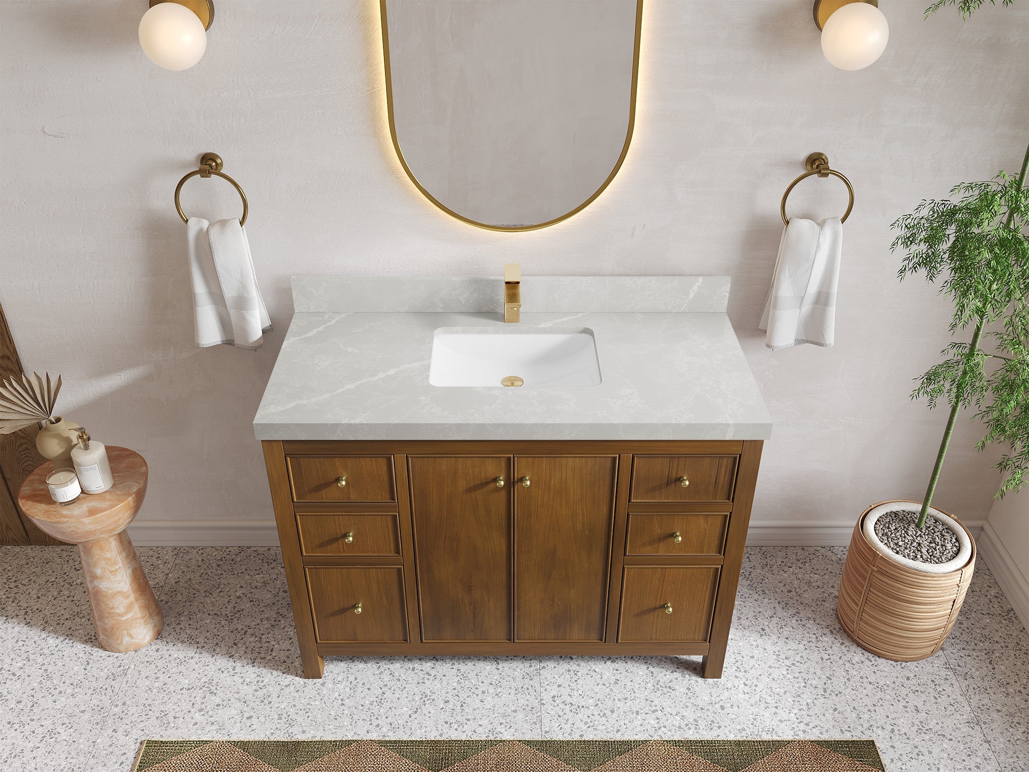 Chicago Teak 48 in. W x 22 in. D Single Sink Bathroom Vanity - Willow Bath and Vanity