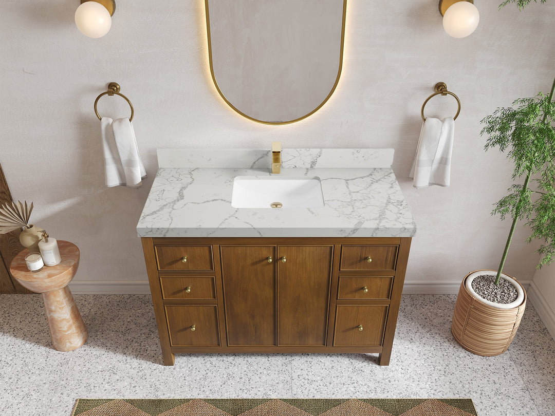 Chicago Teak 48 in. W x 22 in. D Single Sink Bathroom Vanity - Willow Bath and Vanity