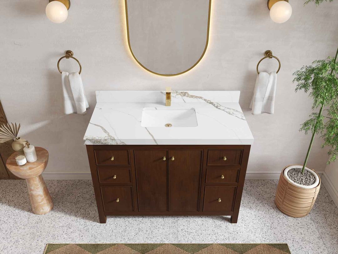 Chicago Teak 48 in. W x 22 in. D Single Sink Bathroom Vanity - Willow Bath and Vanity