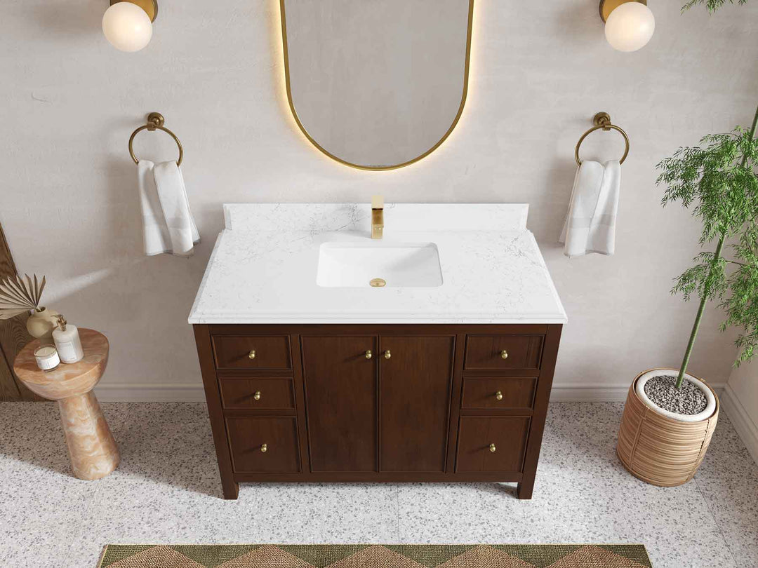 Chicago Teak 48 in. W x 22 in. D Single Sink Bathroom Vanity - Willow Bath and Vanity