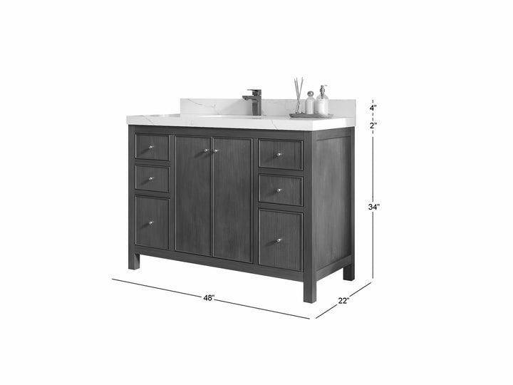 Chicago Teak 48 in. W x 22 in. D Single Sink Bathroom Vanity - photo 4