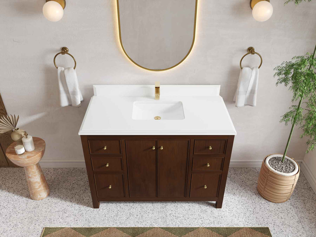 Chicago Teak 48 in. W x 22 in. D Single Sink Bathroom Vanity - Willow Bath and Vanity