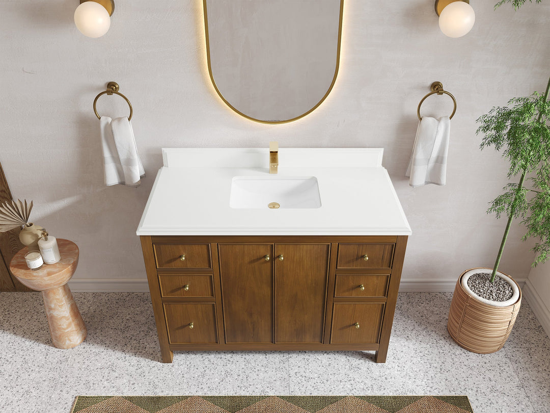 Chicago Teak 48 in. W x 22 in. D Single Sink Bathroom Vanity - Willow Bath and Vanity