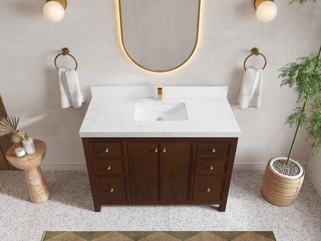 Chicago Teak 48 in. W x 22 in. D Single Sink Bathroom Vanity - Willow Bath and Vanity