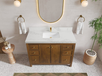 Chicago Teak 48 in. W x 22 in. D Single Sink Bathroom Vanity - Willow Bath and Vanity