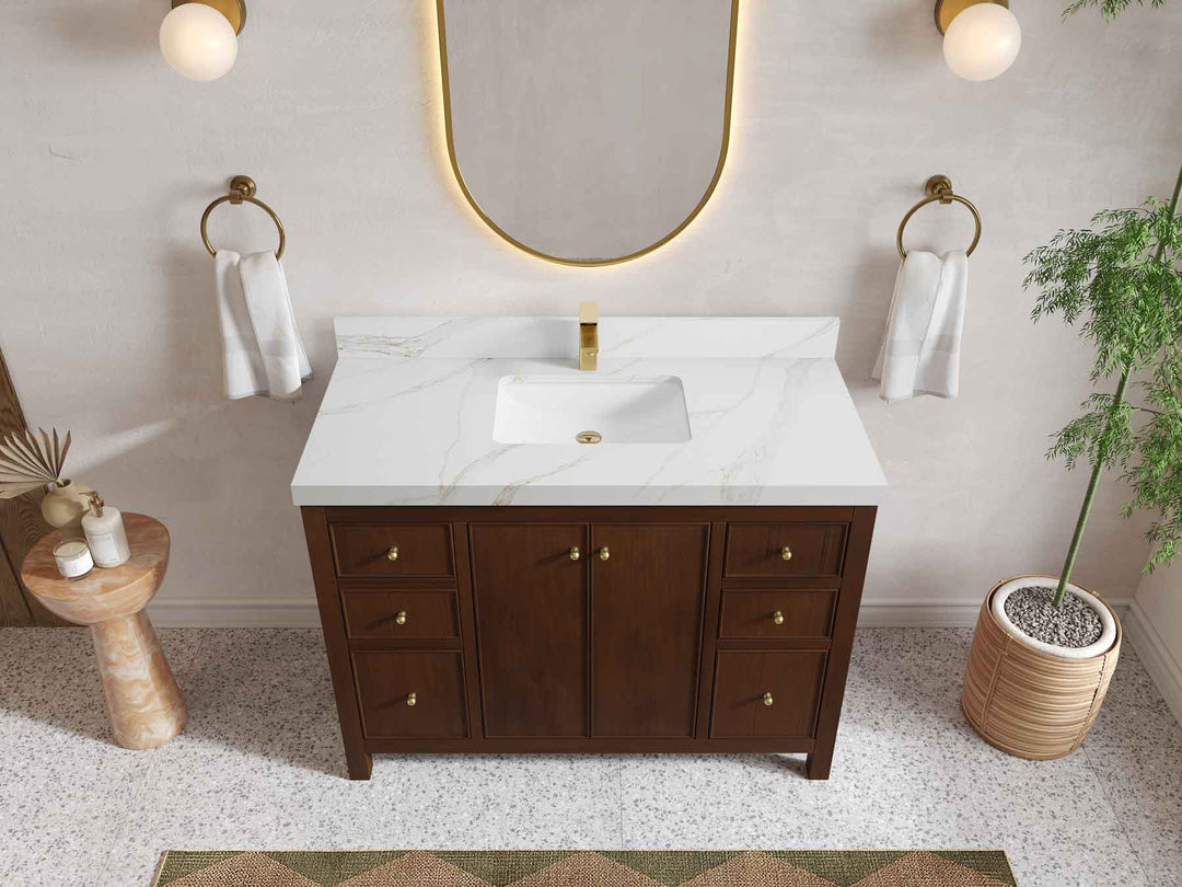 Chicago Teak 48 in. W x 22 in. D Single Sink Bathroom Vanity - Willow Bath and Vanity