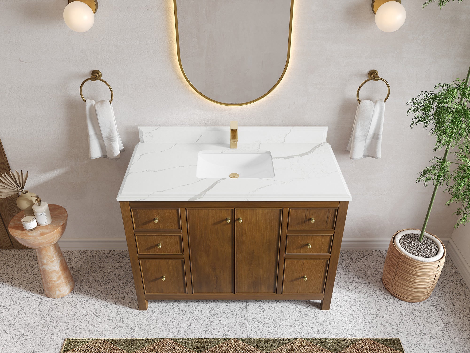 Chicago Teak 48 in. W x 22 in. D Single Sink Bathroom Vanity - Willow Bath and Vanity