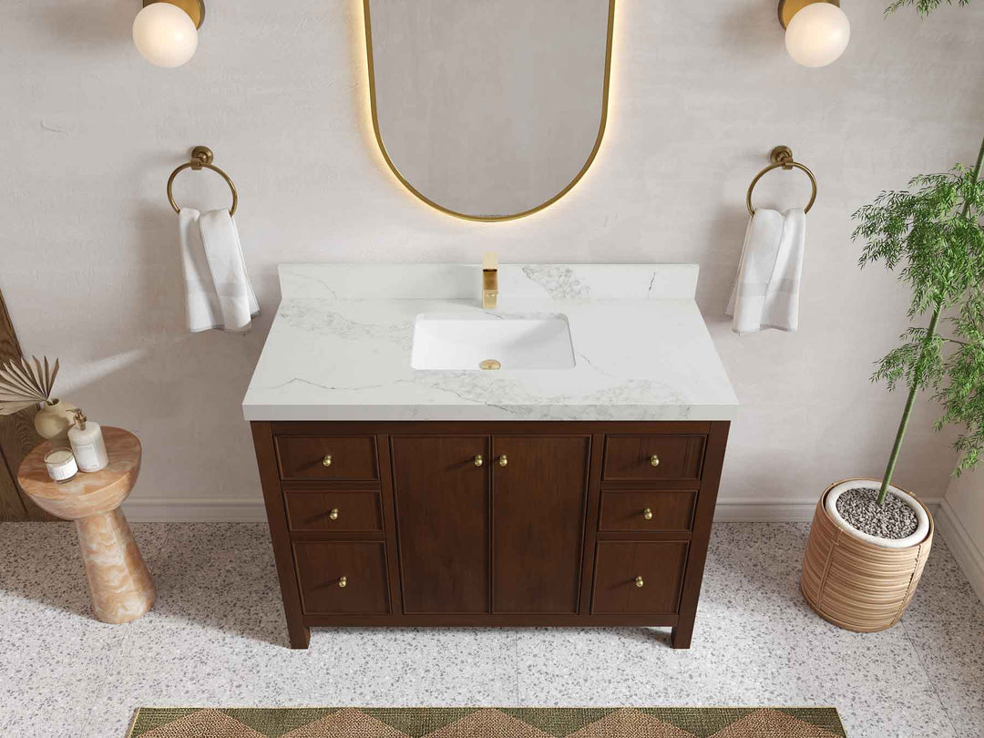 Chicago Teak 48 in. W x 22 in. D Single Sink Bathroom Vanity - Willow Bath and Vanity