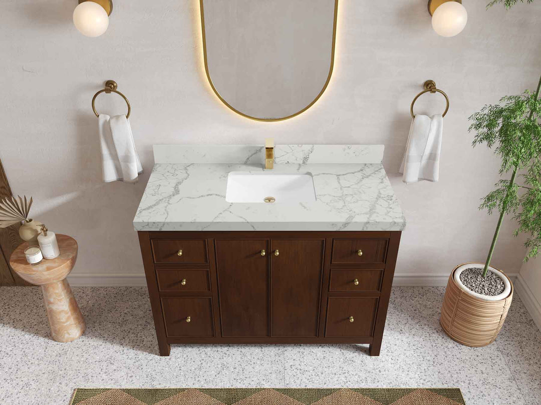Chicago Teak 48 in. W x 22 in. D Single Sink Bathroom Vanity - Willow Bath and Vanity