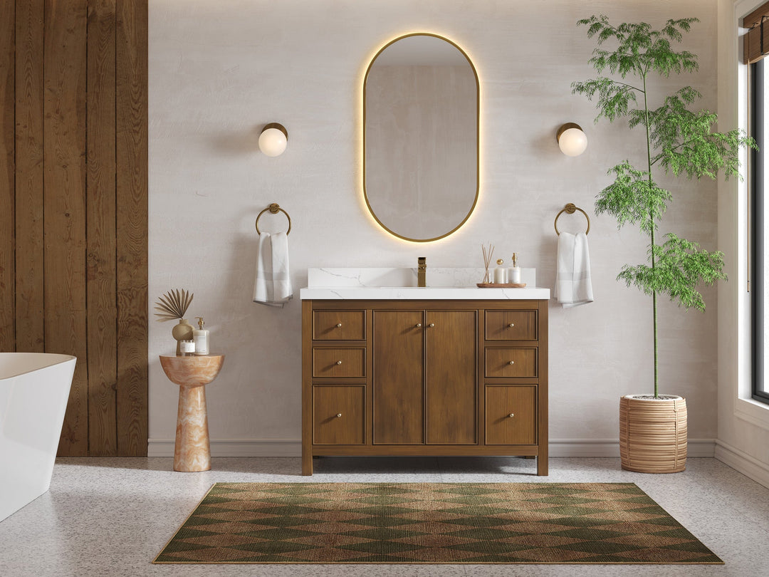 Chicago Teak 48 in. W x 22 in. D Single Sink Bathroom Vanity - Willow Bath and Vanity