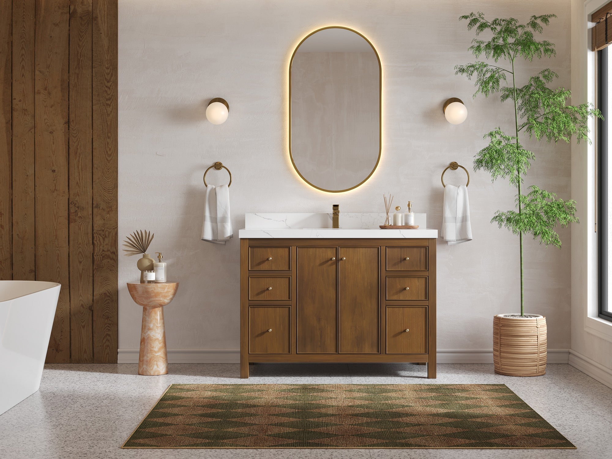 Chicago Teak 48 in. W x 22 in. D Single Sink Bathroom Vanity - Willow Bath and Vanity