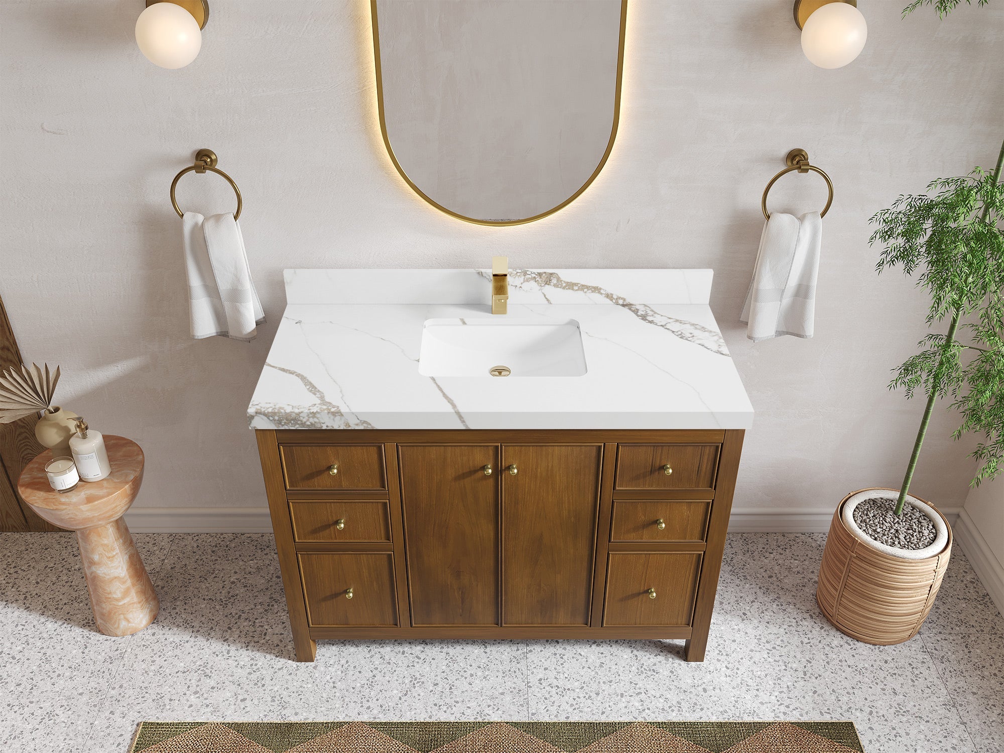 Chicago Teak 48 in. W x 22 in. D Single Sink Bathroom Vanity - Willow Bath and Vanity