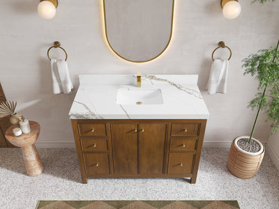 Chicago Teak 48 in. W x 22 in. D Single Sink Bathroom Vanity - Willow Bath and Vanity