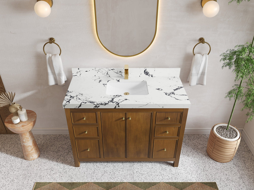 Chicago Teak 48 in. W x 22 in. D Single Sink Bathroom Vanity - Willow Bath and Vanity