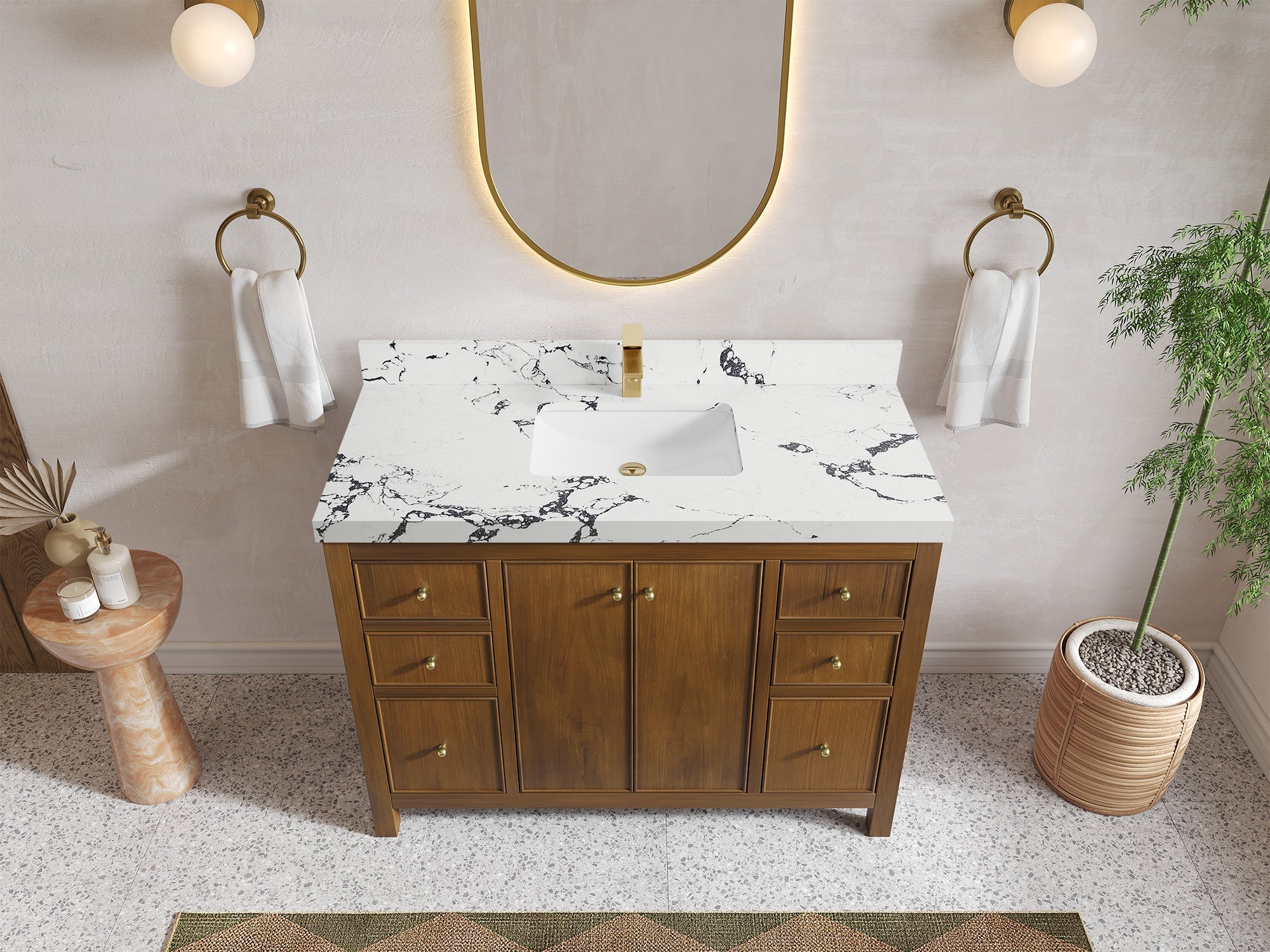 Chicago Teak 48 in. W x 22 in. D Single Sink Bathroom Vanity - Willow Bath and Vanity
