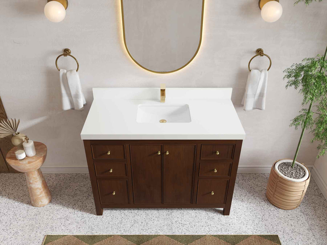 Chicago Teak 48 in. W x 22 in. D Single Sink Bathroom Vanity - Willow Bath and Vanity