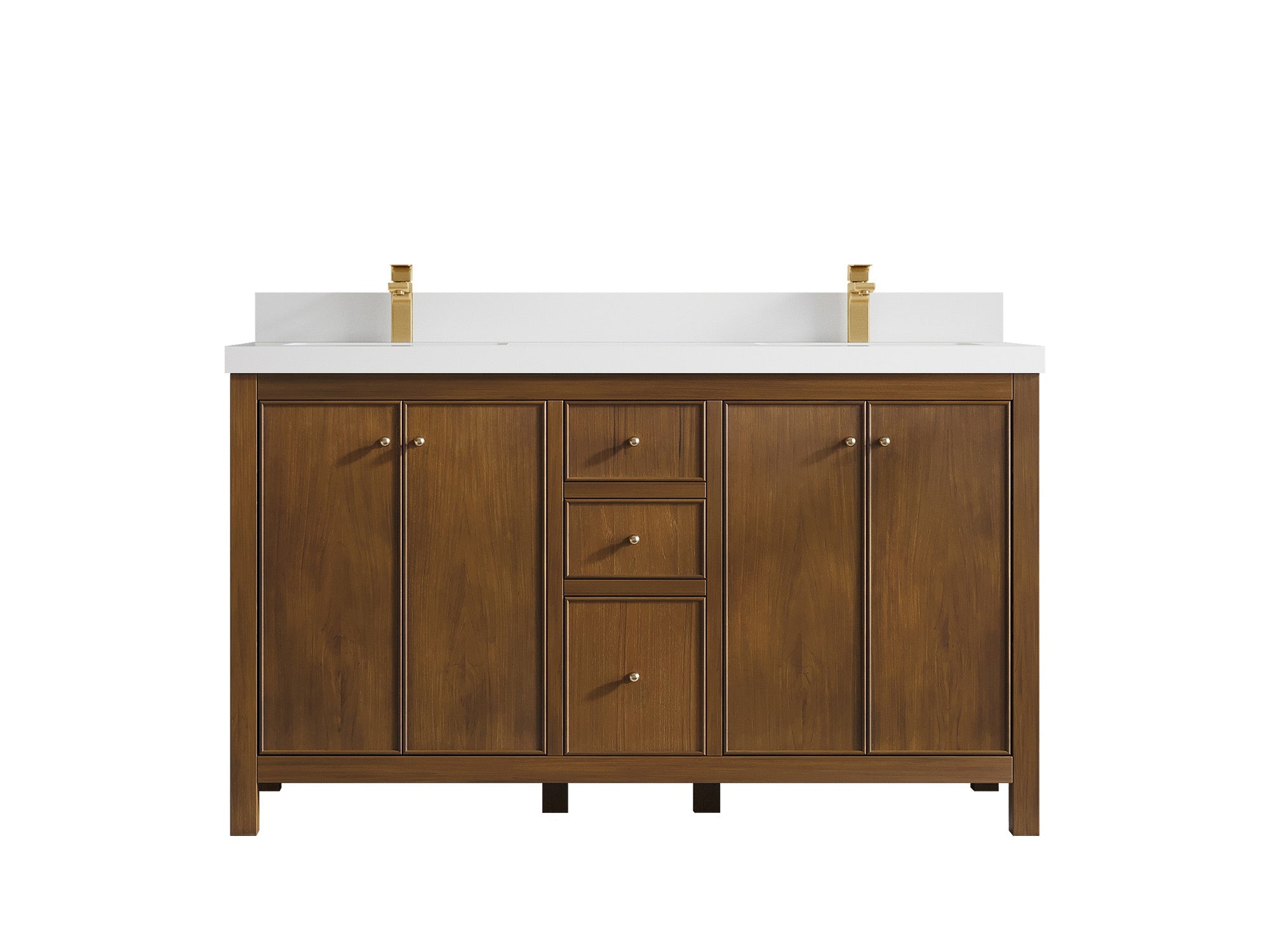 Chicago Teak 60 in. W x 22 in. D Double Sink Bathroom Vanity - Willow Bath and Vanity