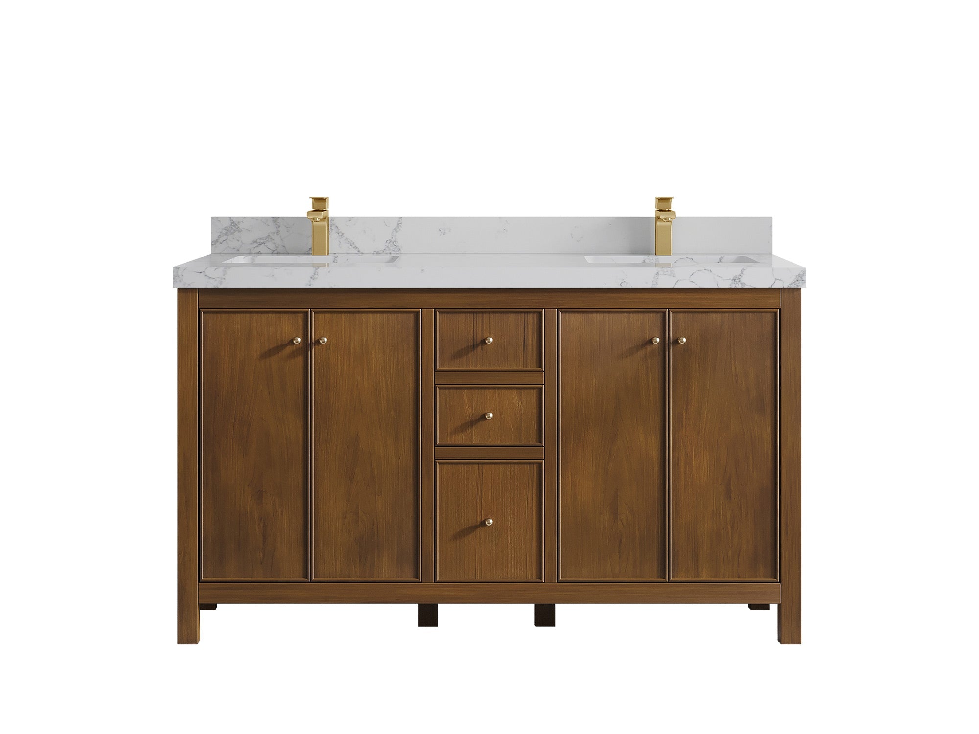 Chicago Teak 60 in. W x 22 in. D Double Sink Bathroom Vanity - Willow Bath and Vanity