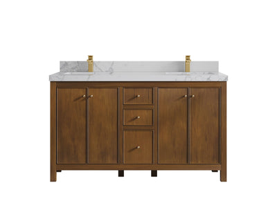 Chicago Teak 60 in. W x 22 in. D Double Sink Bathroom Vanity - Willow Bath and Vanity