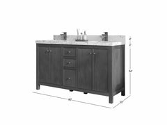 Chicago Teak 60 in. W x 22 in. D Double Sink Bathroom Vanity - photo 5
