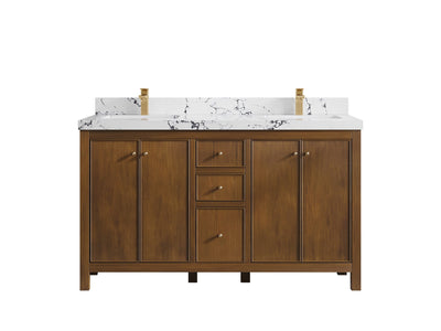 Chicago Teak 60 in. W x 22 in. D Double Sink Bathroom Vanity - Willow Bath and Vanity