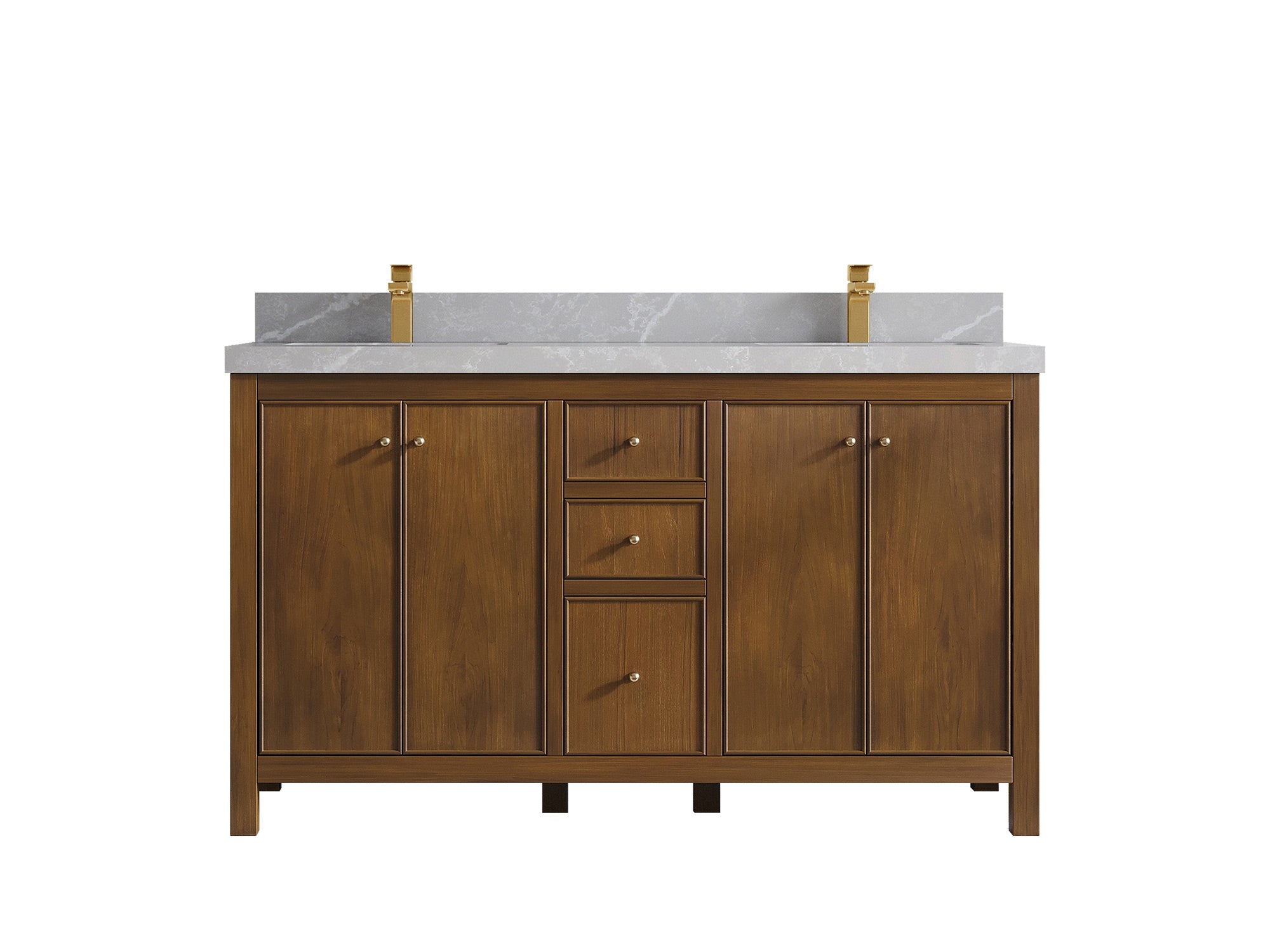 Chicago Teak 60 in. W x 22 in. D Double Sink Bathroom Vanity - Willow Bath and Vanity