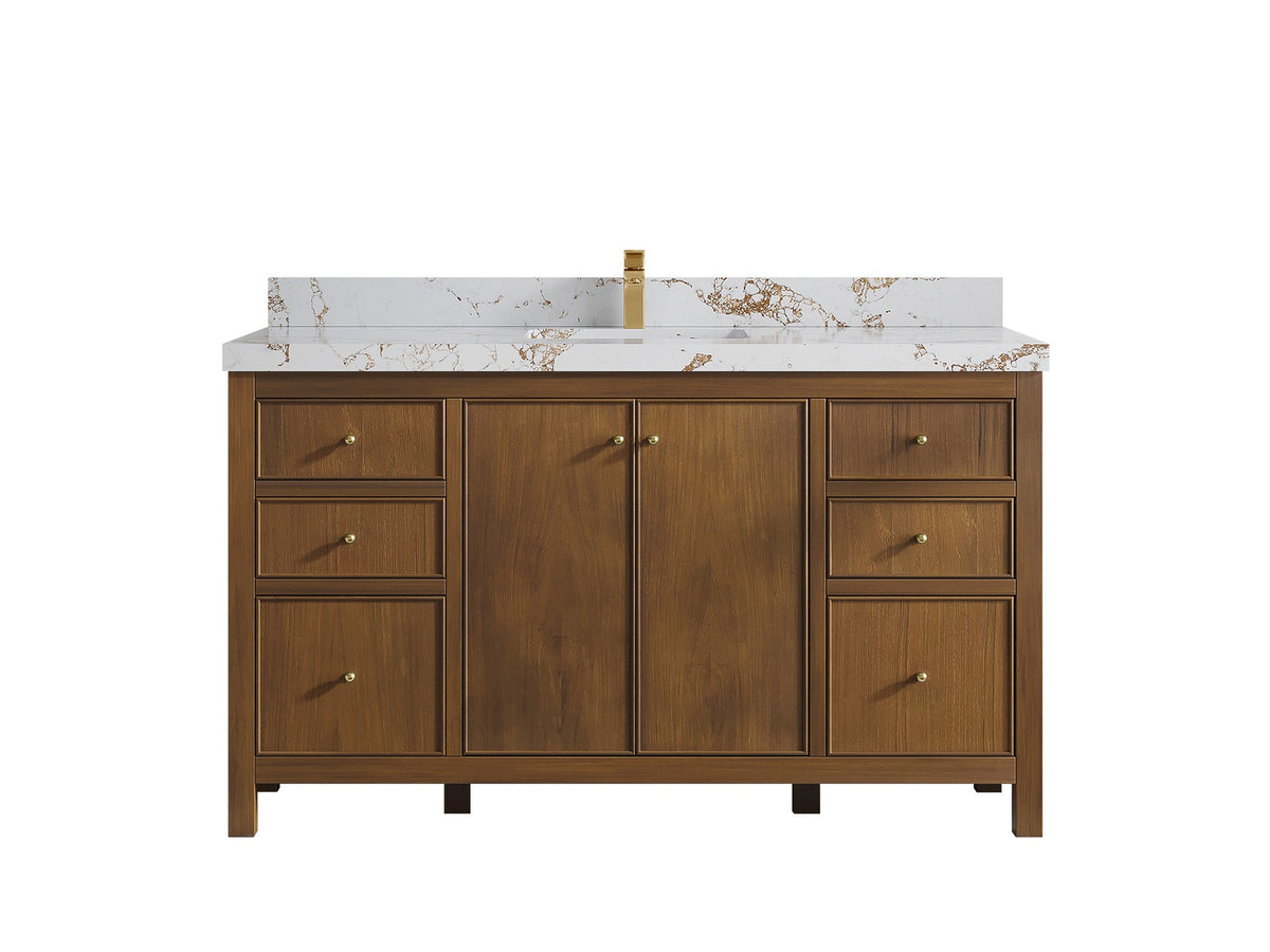 Chicago Teak 60 in. W x 22 in. D Single Sink Bathroom Vanity - Willow Bath and Vanity