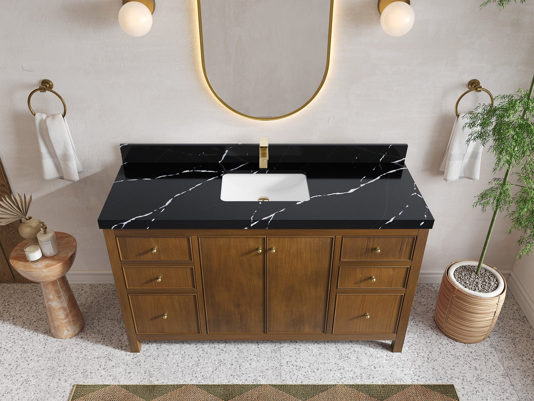 Chicago Teak 60 in. W x 22 in. D Single Sink Bathroom Vanity - Willow Bath and Vanity
