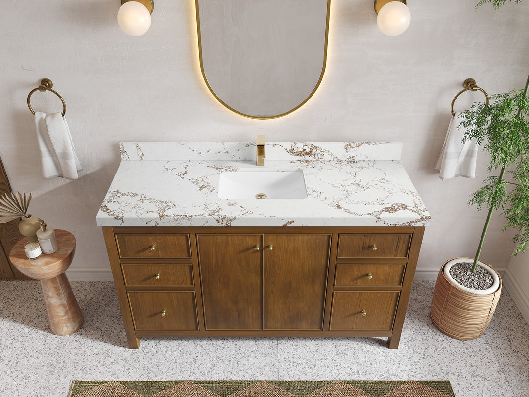 Chicago Teak 60 in. W x 22 in. D Single Sink Bathroom Vanity - Willow Bath and Vanity