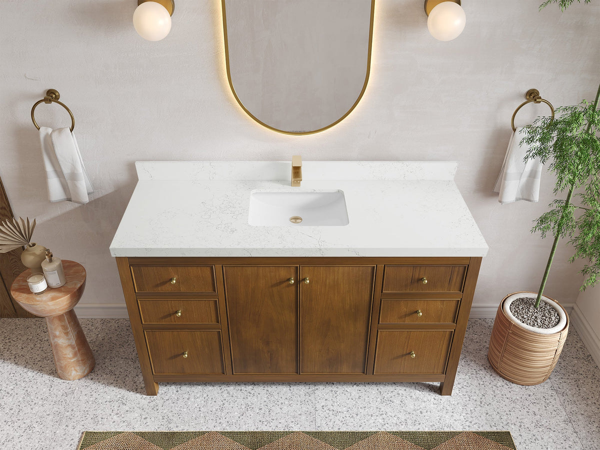 Chicago Teak 60 in. W x 22 in. D Single Sink Bathroom Vanity - Willow Bath and Vanity