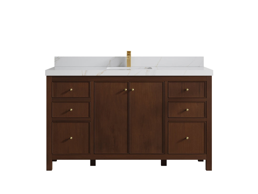 Chicago Teak 60 in. W x 22 in. D Single Sink Bathroom Vanity - Willow Bath and Vanity