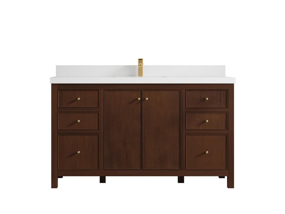Chicago Teak 60 in. W x 22 in. D Single Sink Bathroom Vanity - Willow Bath and Vanity