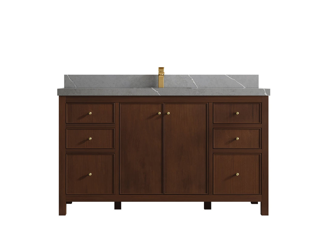 Chicago Teak 60 in. W x 22 in. D Single Sink Bathroom Vanity - Willow Bath and Vanity