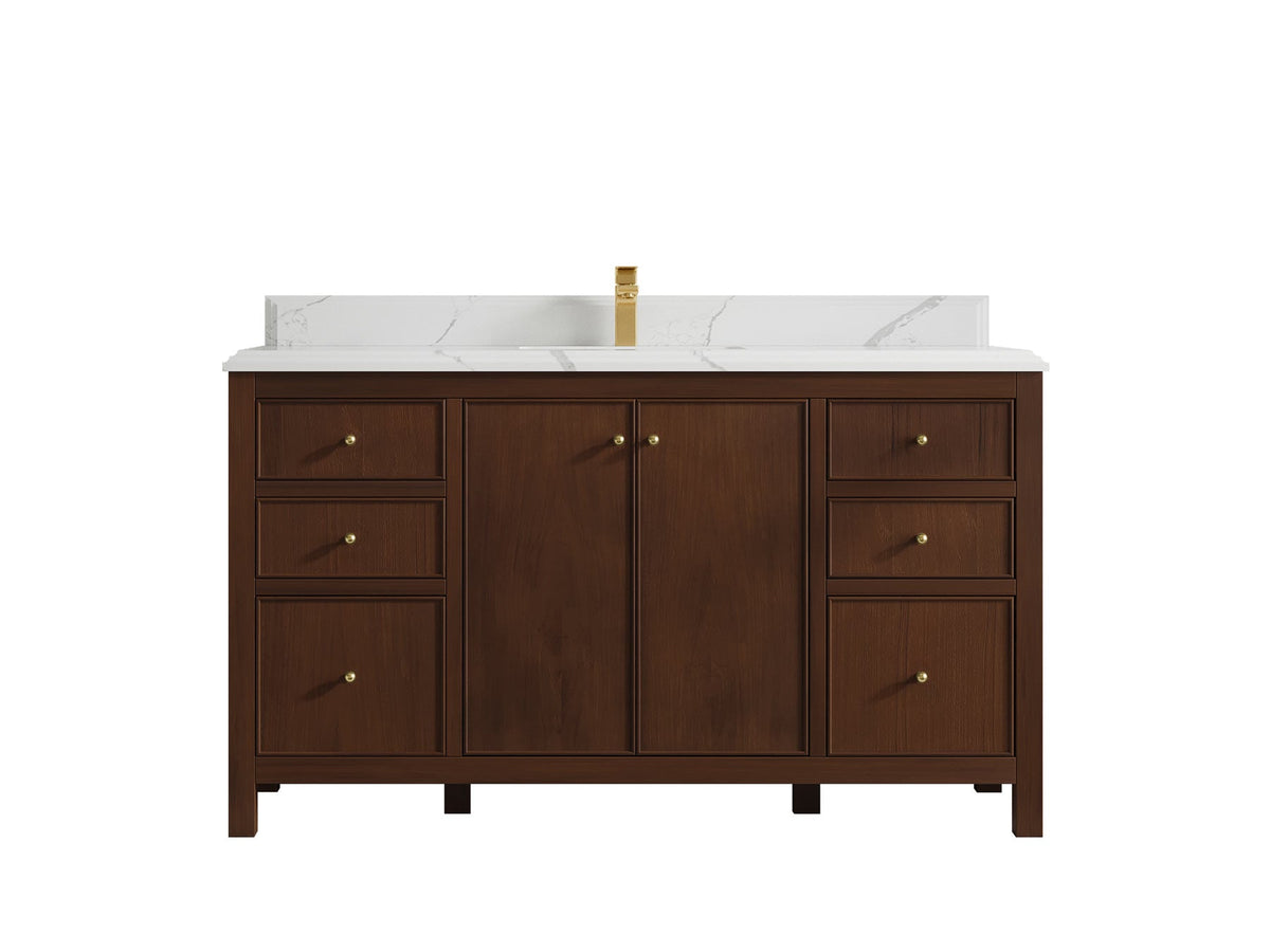 Chicago Teak 60 in. W x 22 in. D Single Sink Bathroom Vanity - Willow Bath and Vanity