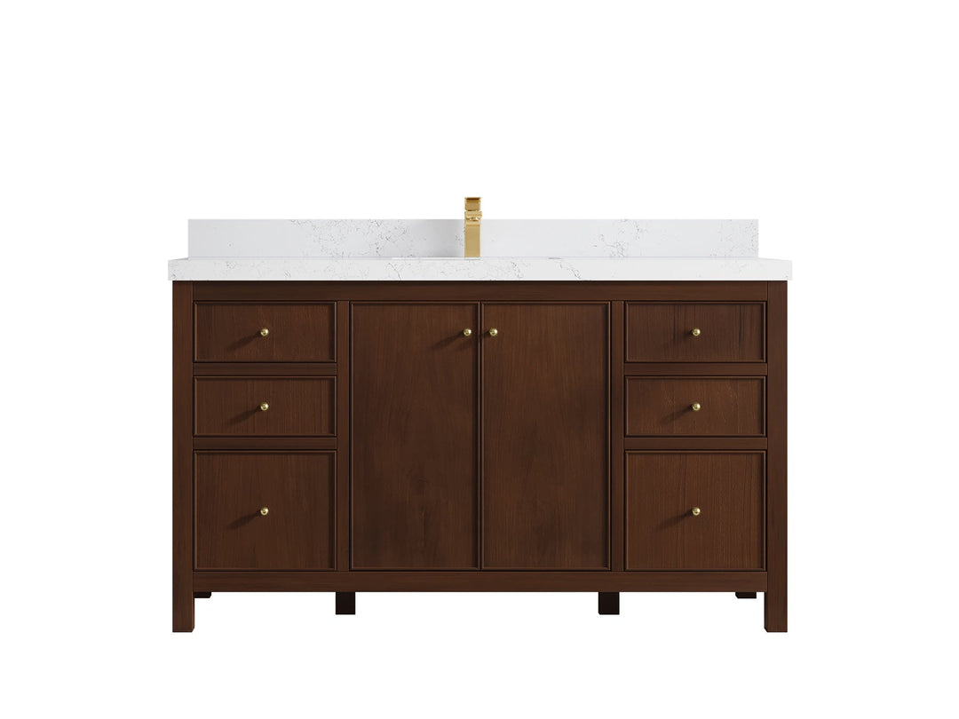 Chicago Teak 60 in. W x 22 in. D Single Sink Bathroom Vanity - Willow Bath and Vanity