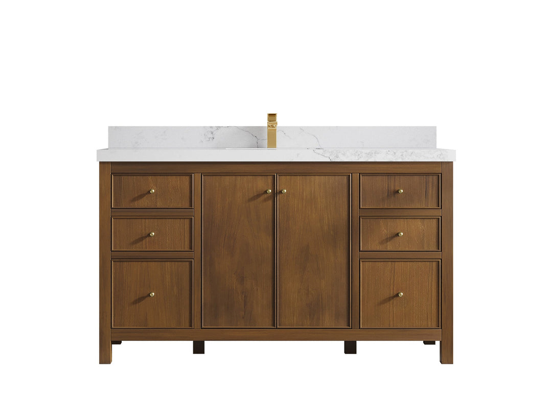 Chicago Teak 60 in. W x 22 in. D Single Sink Bathroom Vanity - Willow Bath and Vanity