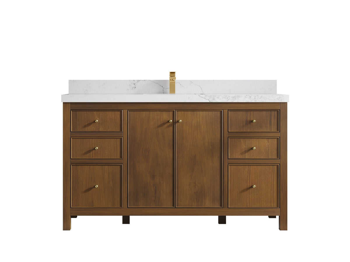 Chicago Teak 60 in. W x 22 in. D Single Sink Bathroom Vanity - Willow Bath and Vanity