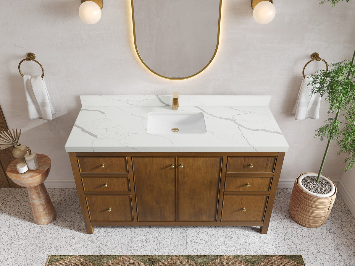 Chicago Teak 60 in. W x 22 in. D Single Sink Bathroom Vanity - Willow Bath and Vanity