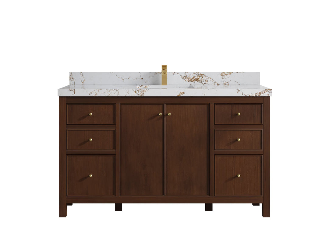 Chicago Teak 60 in. W x 22 in. D Single Sink Bathroom Vanity - Willow Bath and Vanity